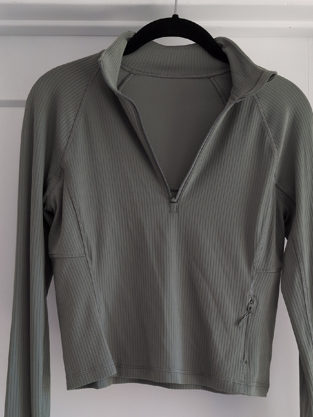 Lululemon Women's Long Sleeve Ribbed Quarter-Zip Top in Sage Green